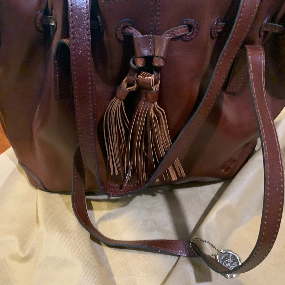 Patricia Nash Brown Leather Shoulder Bag with Tassel
